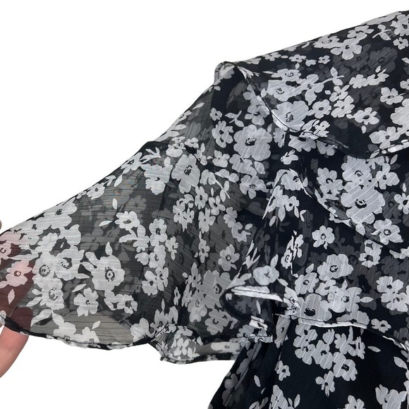Ralph Lauren Floral Sheer Chiffon Blouse LRL Large Y2K Fairy Whimsigoth Western - Picture 6 of 8